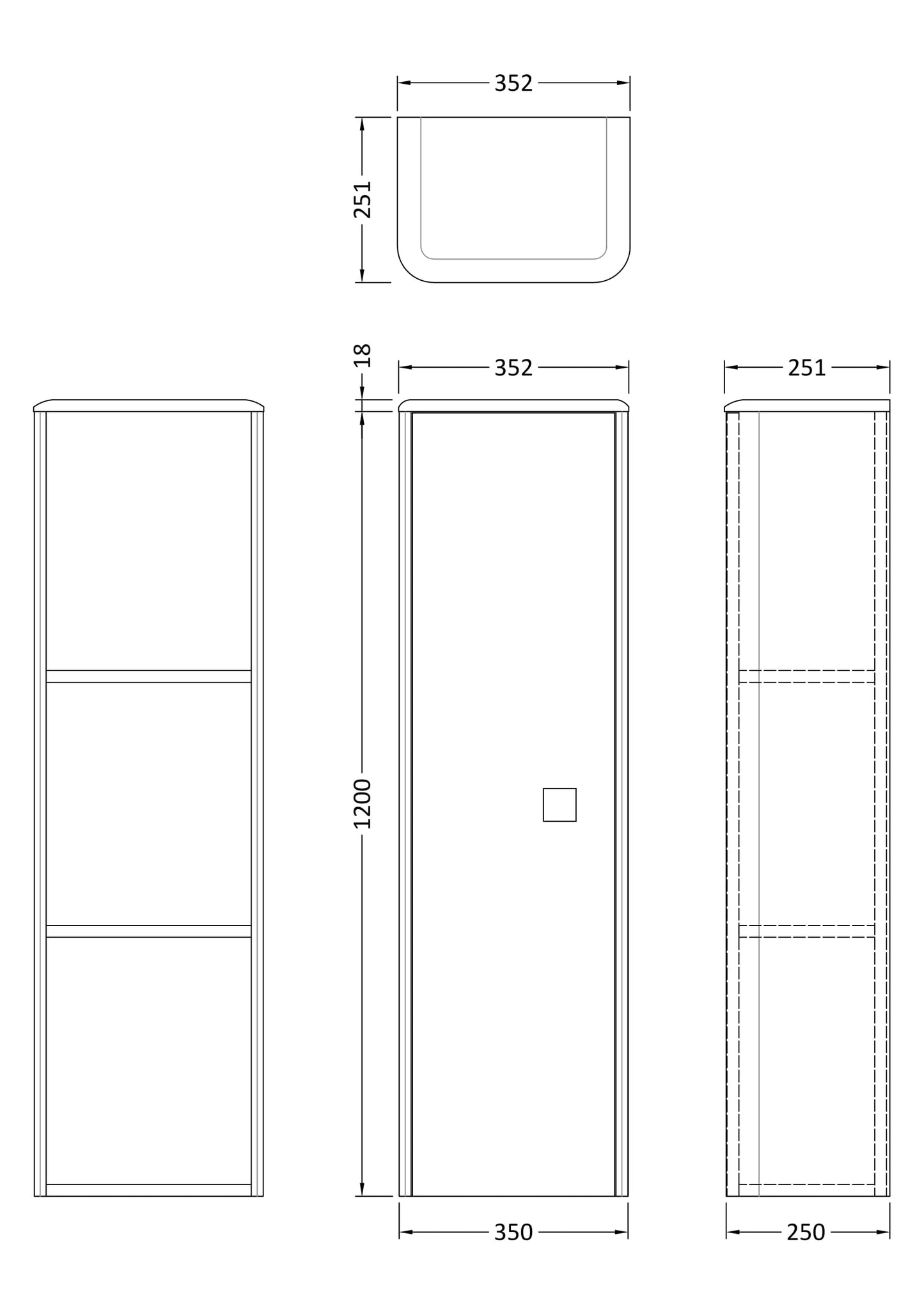 Hudson Reed Sarenna Wall Hung 350 x 2000mm Tall Cabinet