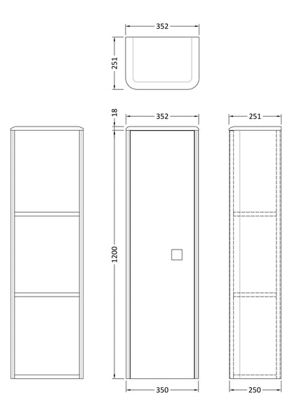 Hudson Reed Sarenna Wall Hung 350 x 2000mm Tall Cabinet