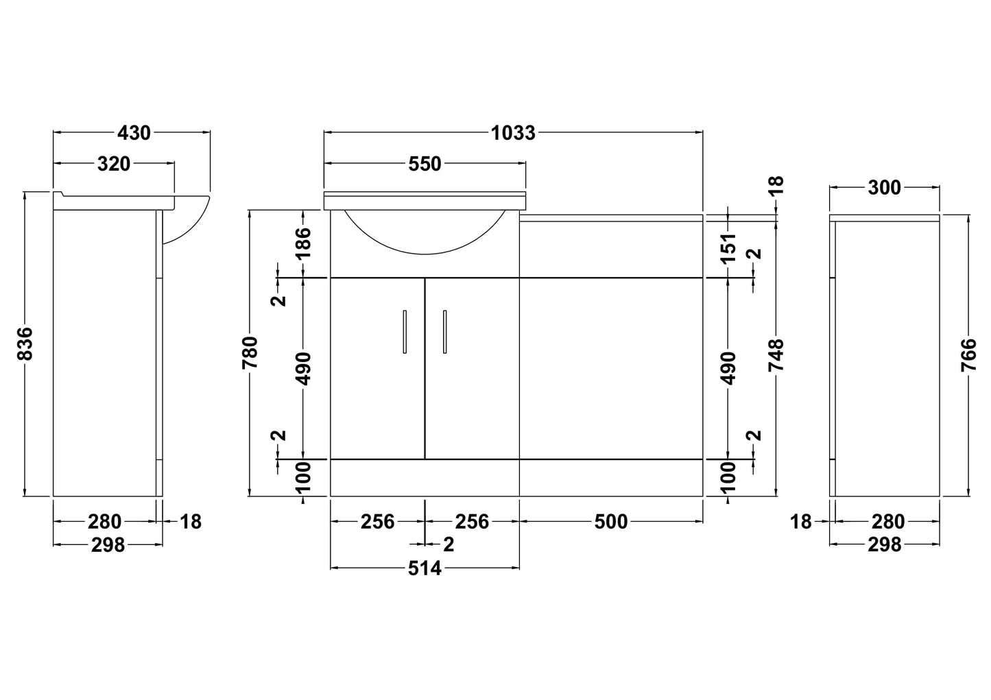 Nuie Mayford Saturn Cloakroom Furniture Pack with Basin