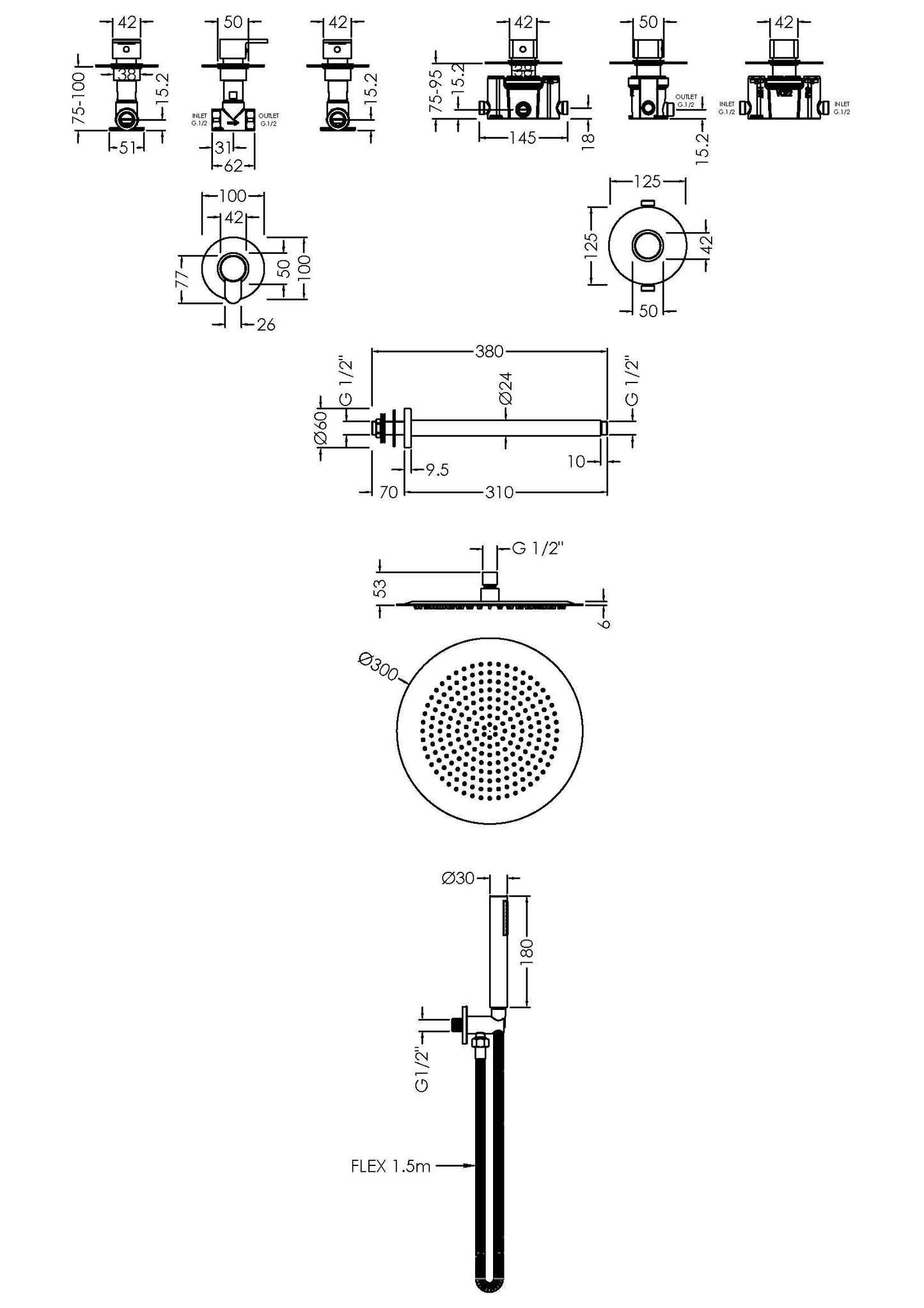 Nuie Arvan 2 Outlet Arvan Double Bundle With Stop Taps