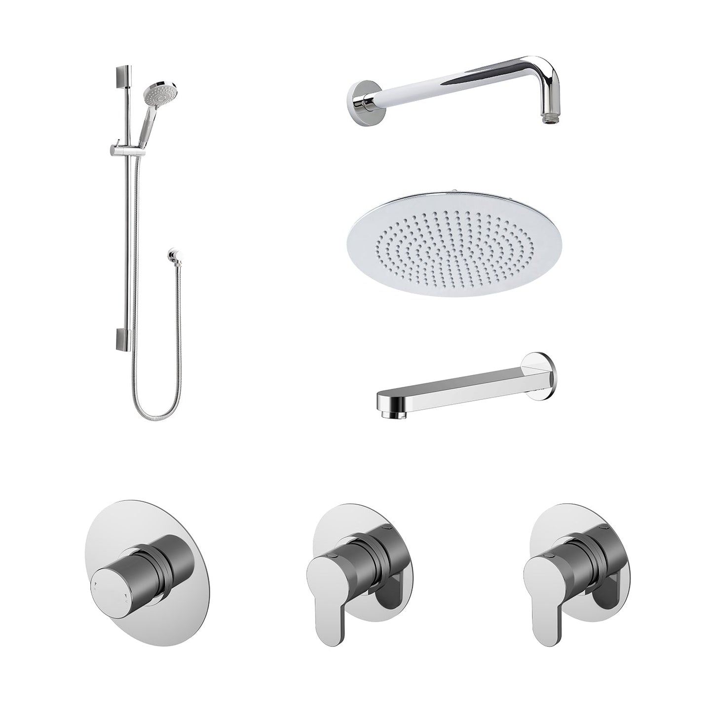 Nuie Arvan Spa Round 3 Outlet Shower Pack With Stop Tap & Diverter