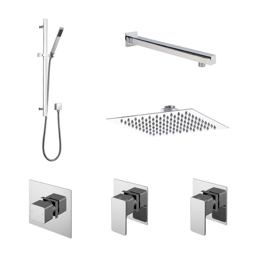 Nuie Windon Spa Square 2 Outlet Shower Pack With Stop Tap & Diverter