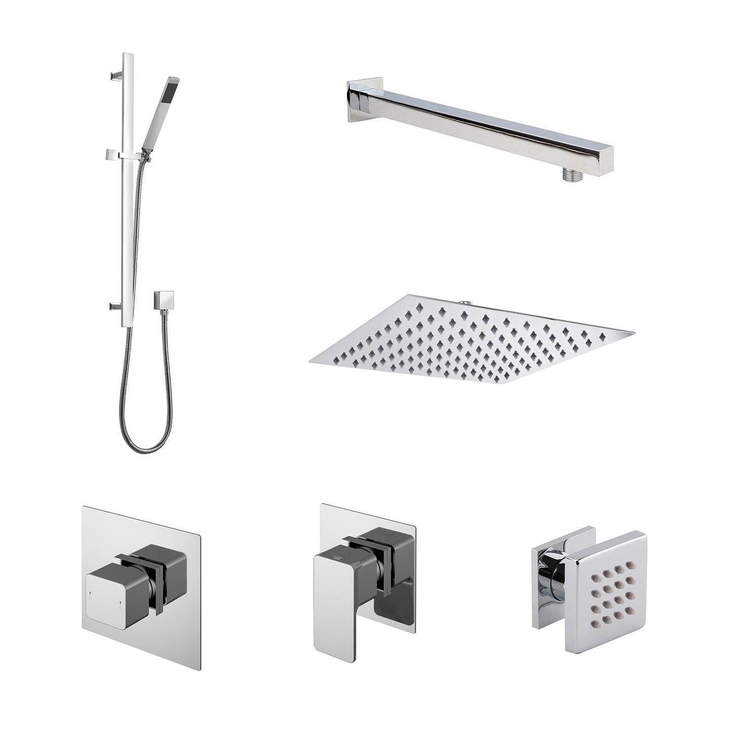 Nuie Windon Spa Square 3 Outlet Shower Pack With Stop Tap & Diverter