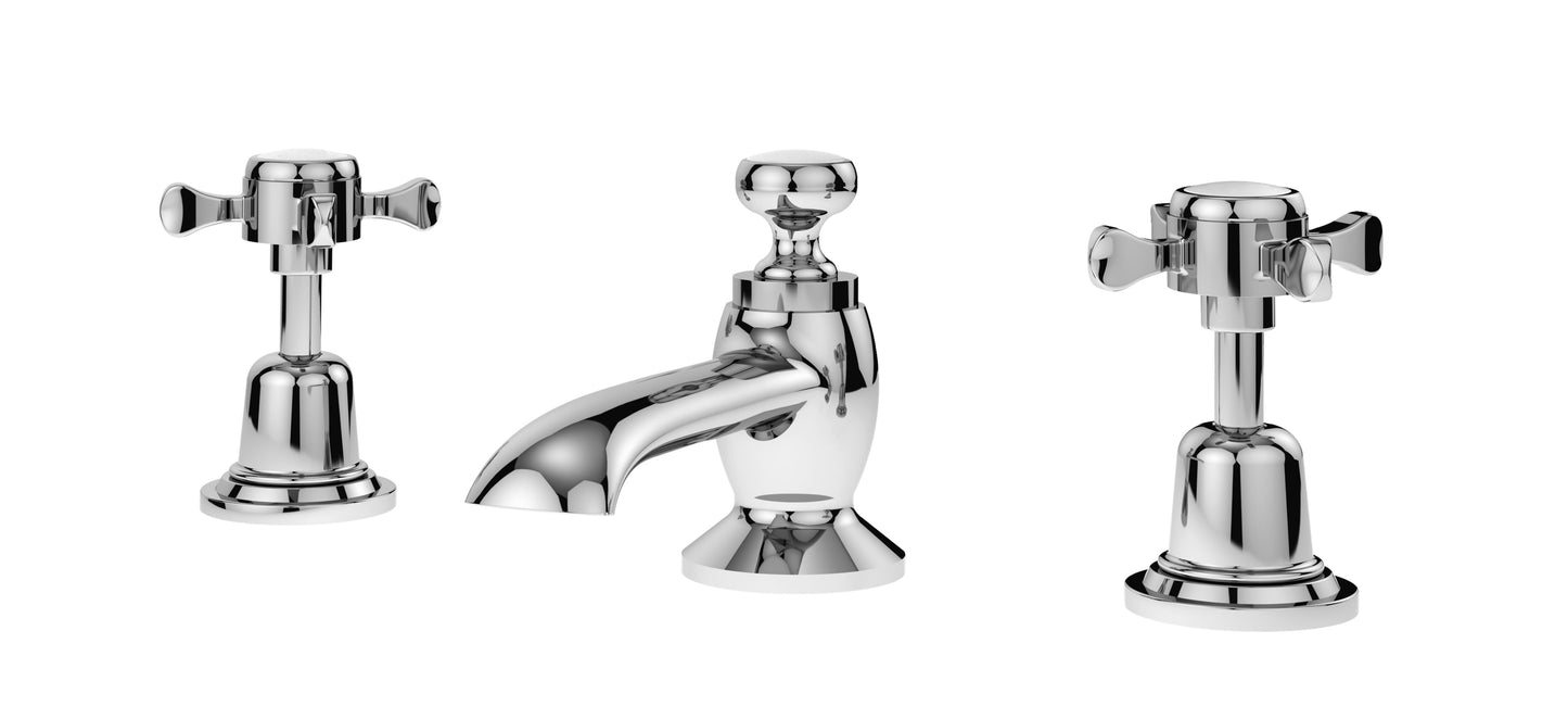 Nuie Selby 3 Tap Hole Basin Mixer With Pull-Up Waste