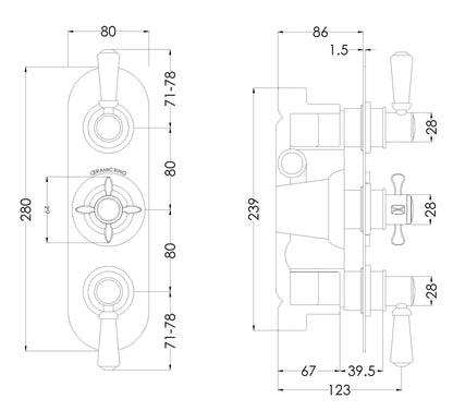 Nuie Selby Triple Concealed Shower Valve