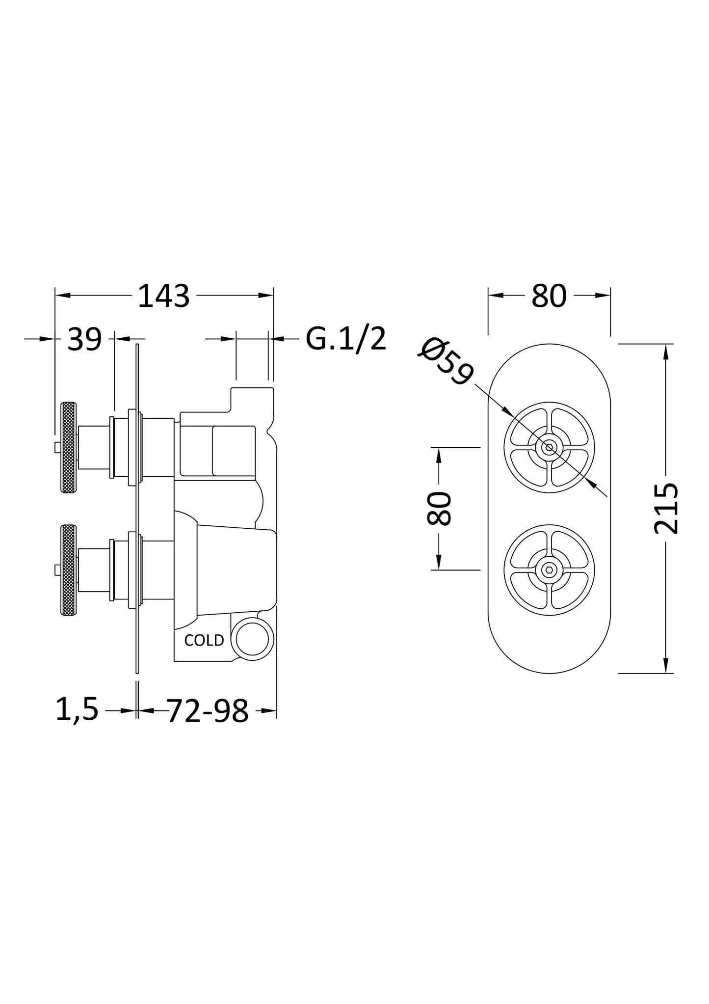 Hudson Reed Revolution Industrial Twin Shower Valve or Valve with Diverter