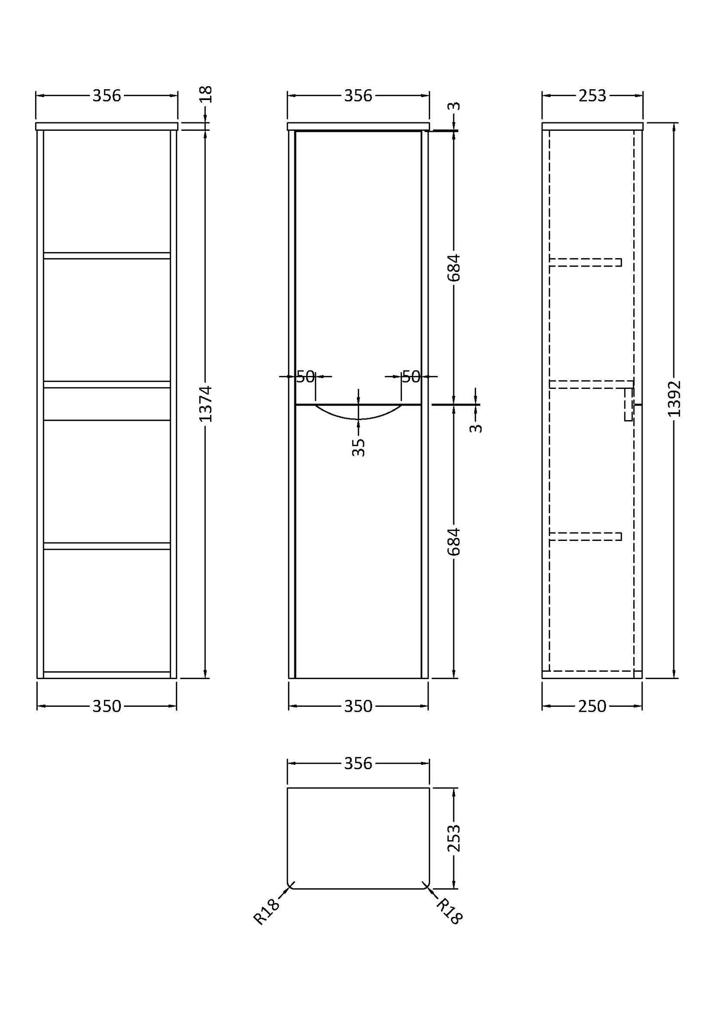 Nuie 350mm Tall Unit