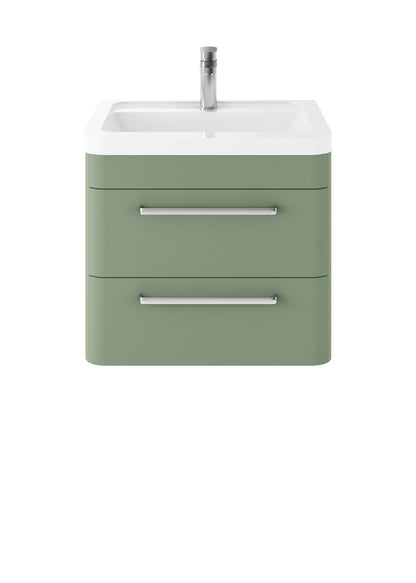 Hudson Reed Solar Wall Hung 600mm Fern Green Cabinet & Basin