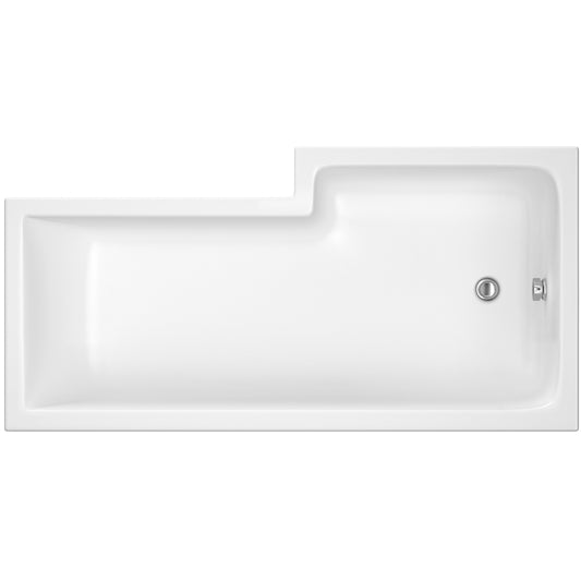 Nuie Square L-Shape Shower Bath with Screen and Panel