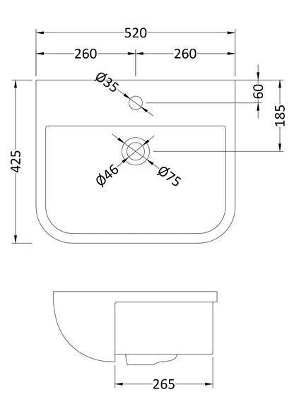 Hudson Reed Semi-Recessed Vanity Basin