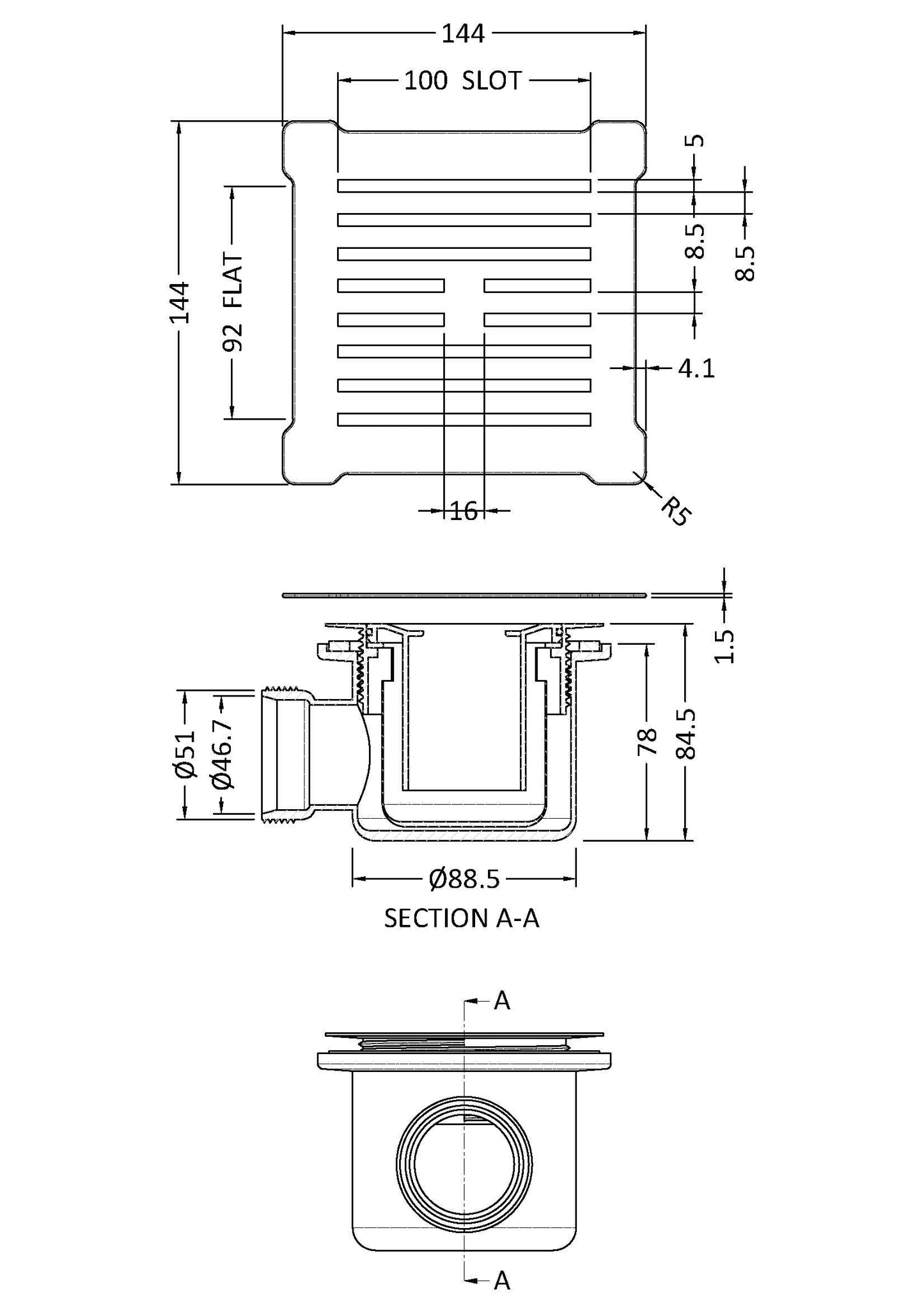 Hudson Reed Square Shower Waste