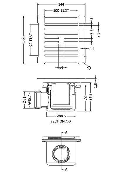 Hudson Reed Square Shower Waste