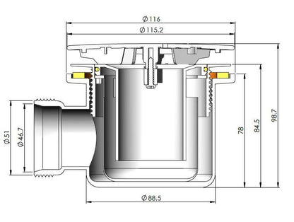 Hudson Reed 90mm Fast Flow Shower Waste