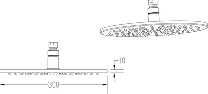 Nuie LED Fixed Shower Head and Arm- Chrome