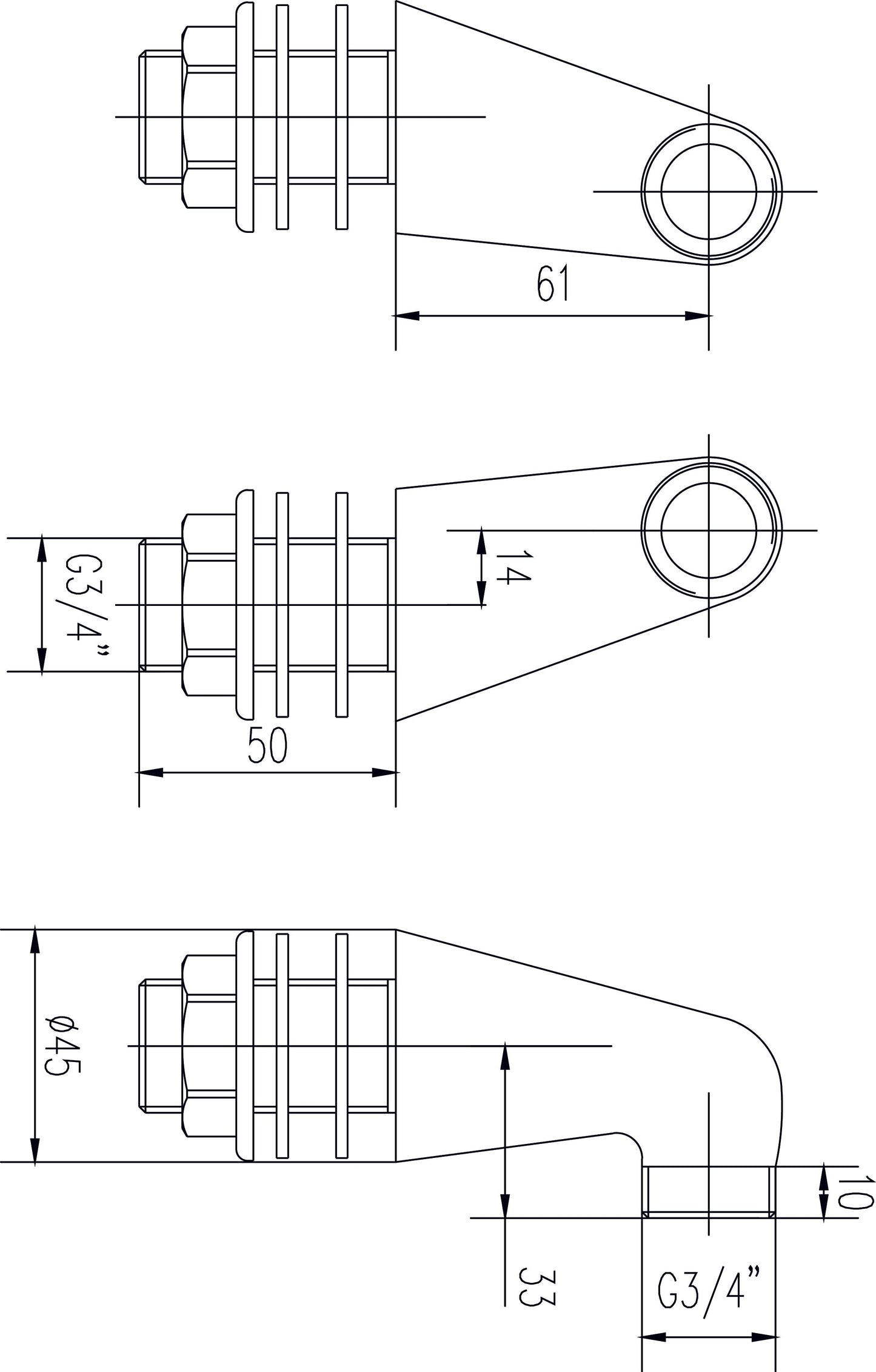 Hudson Reed Inlet Leg - Chrome