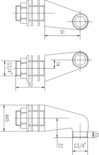 Hudson Reed Inlet Leg - Chrome