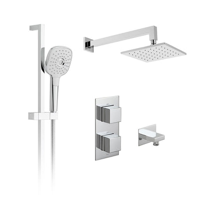 Vado Tablet Altitude Square- 2 outlet thermostatic shower Set with slide rail shower