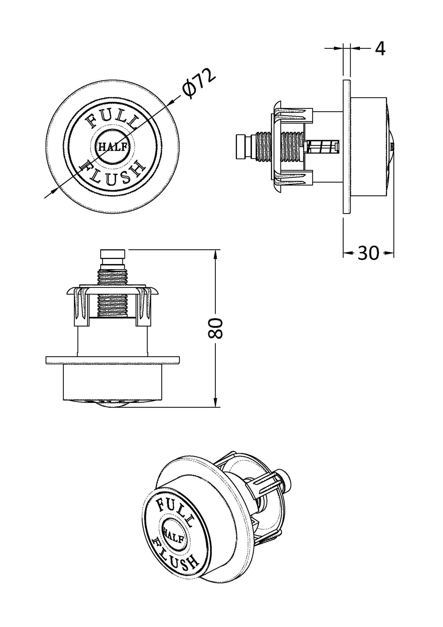 Hudson Reed Dual Flush Button