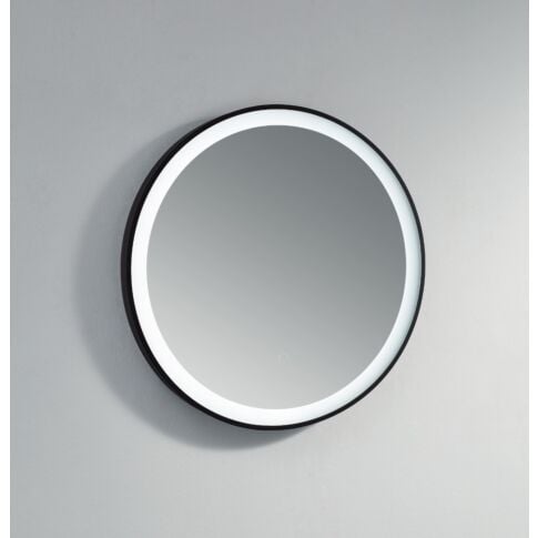 Kartell Tetbury Round with White Acrylic Edge in Black Frame Mirror