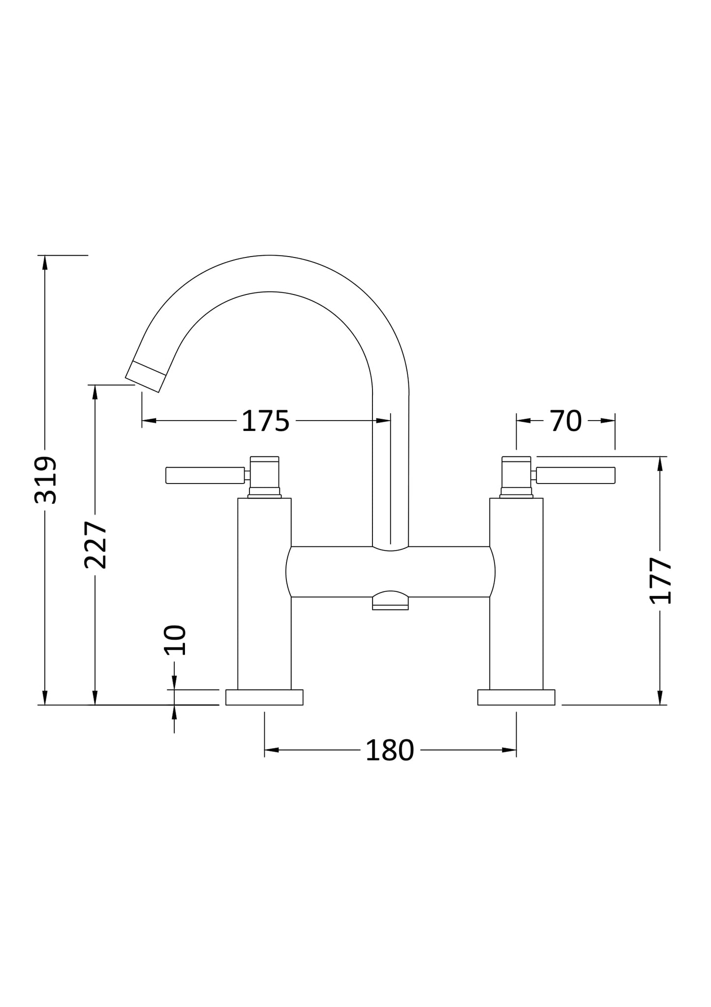 Hudson Reed TEC Lever Bath Filler With swivel spout