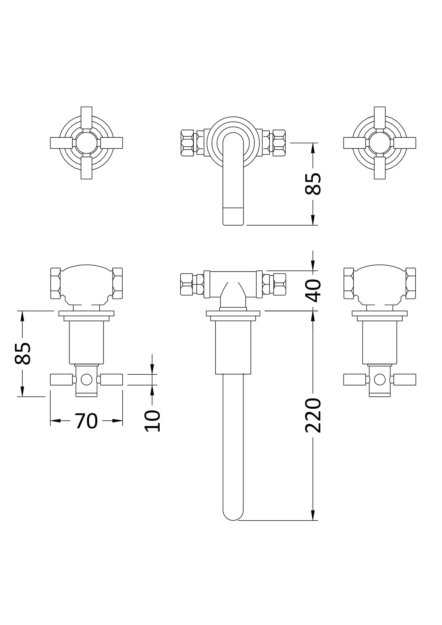 Hudson Reed TEC Cross Wall Mounted Basin Mixer