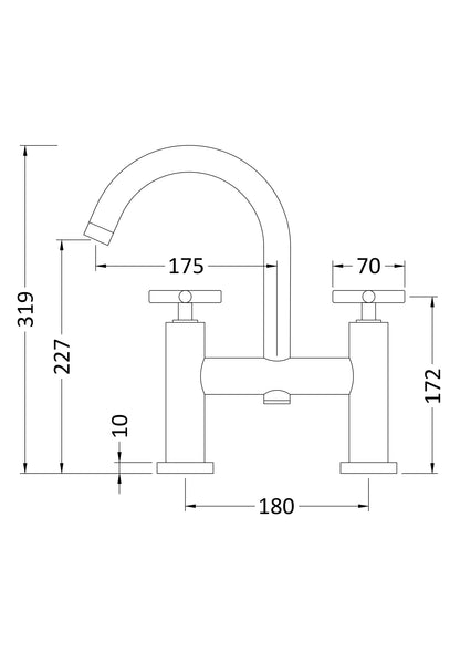 Hudson Reed TEC Cross Bath Filler With swivel spout