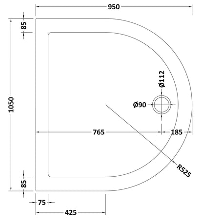 Hudson Reed D Shaped Shower Tray