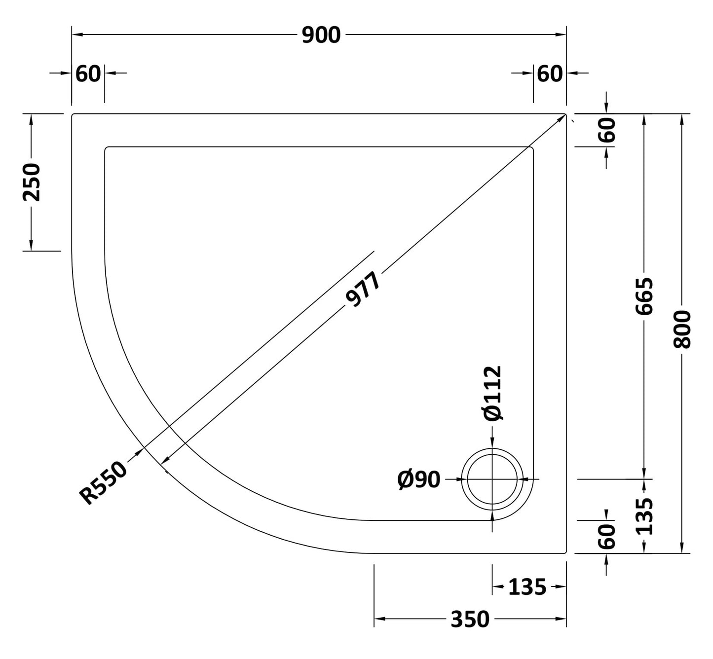 Hudson Reed Offset Quadrant Shower Tray