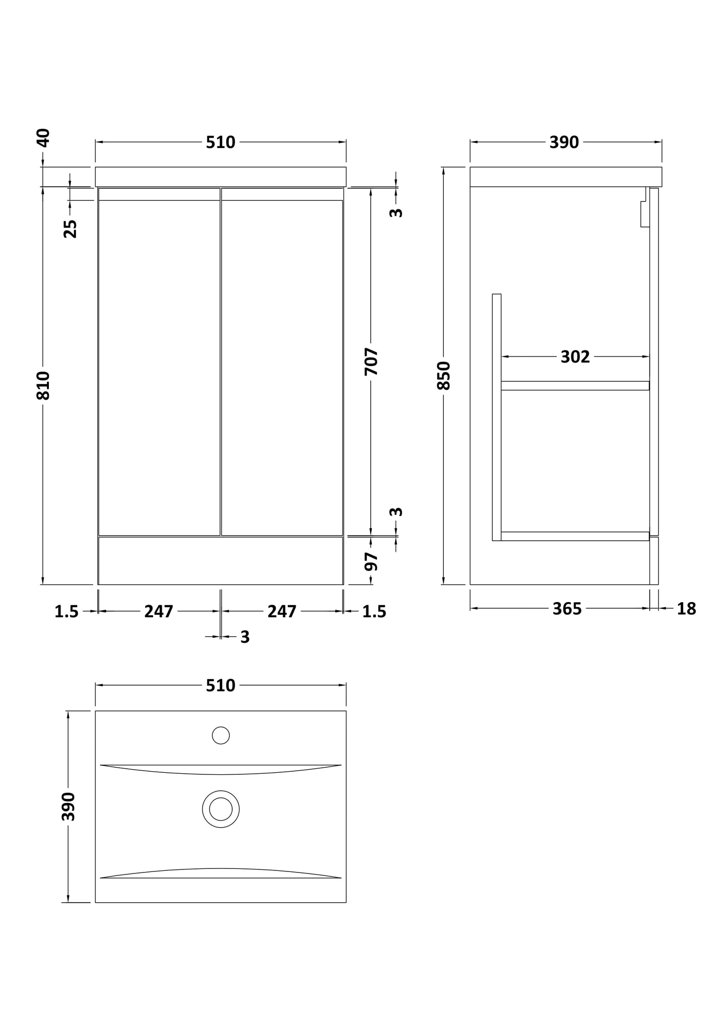 Hudson Reed Urban Floor Standing 2 Door Vanity