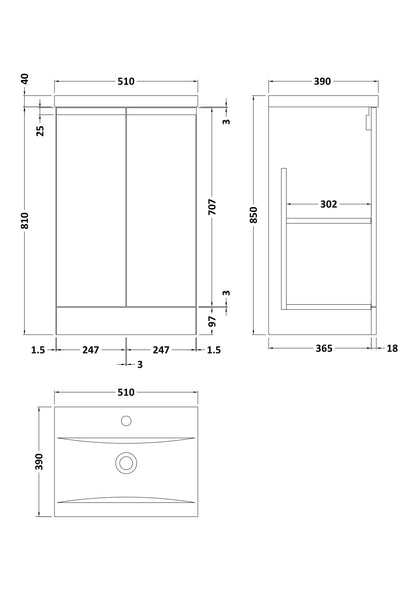 Hudson Reed Urban Floor Standing 2 Door Vanity