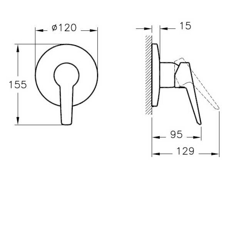 Vitra Solid S Built-In Shower Mixer - Exposed Part