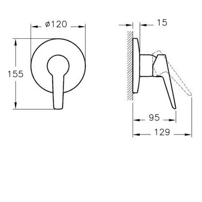 Vitra Solid S Built-In Shower Mixer - Exposed Part