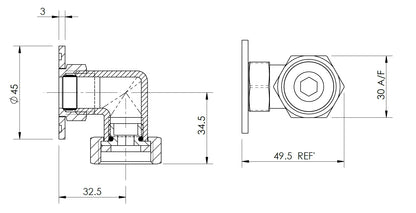 Nuie Back To Wall Shower Elbow