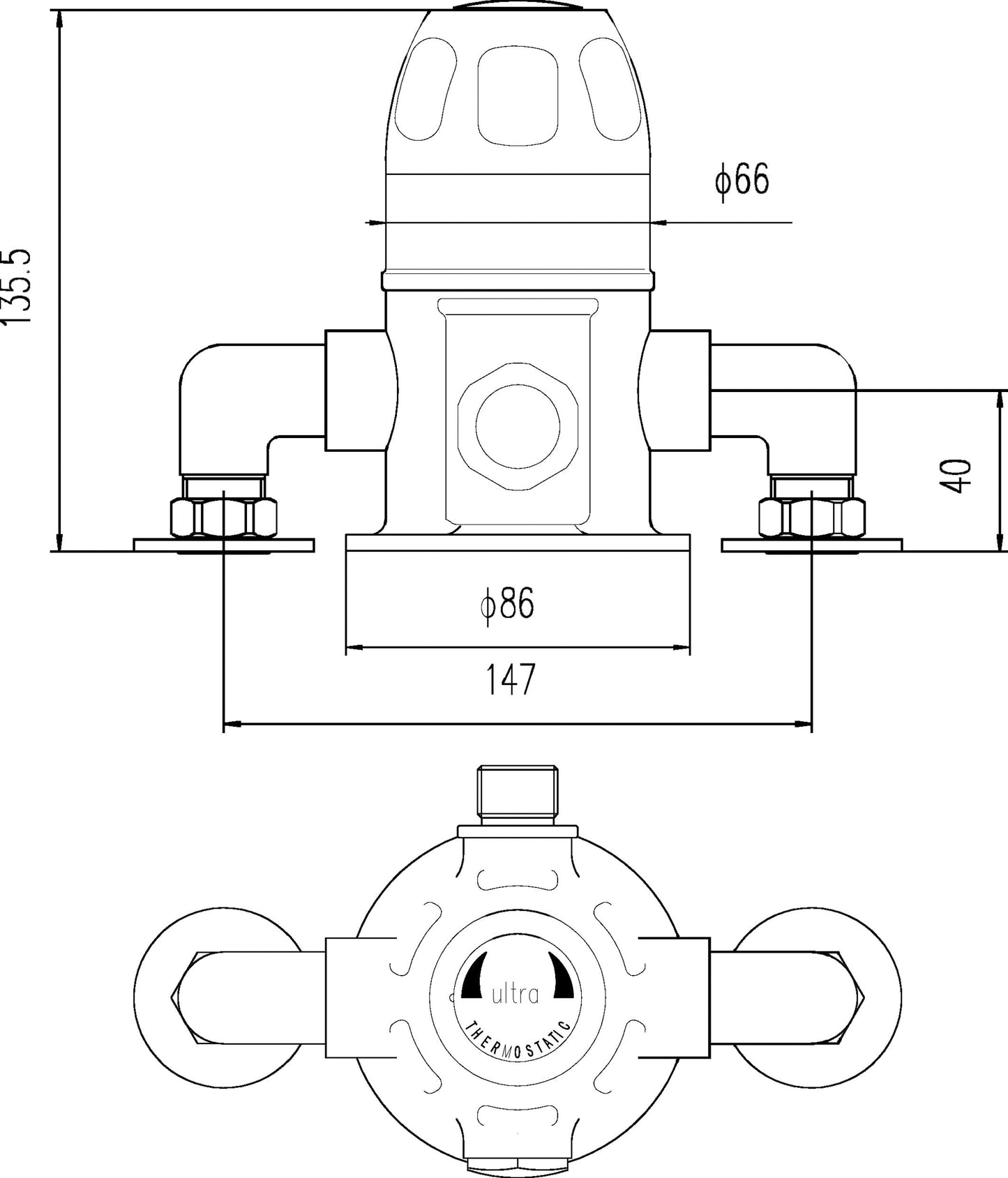 Nuie Commercial Exposed Sequential Thermostatic Shower Valve