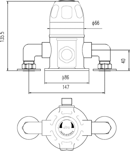 Nuie Commercial Exposed Sequential Thermostatic Shower Valve