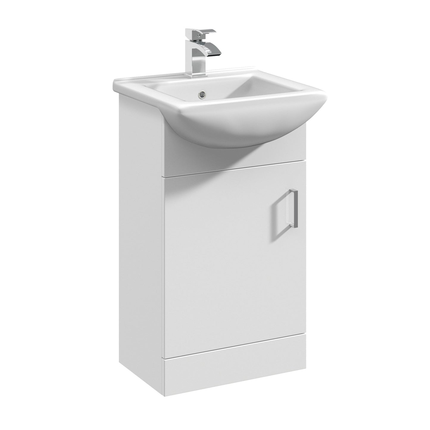 Nuie Mayford Floorstanding 1 Door Cabinet and Basin - White