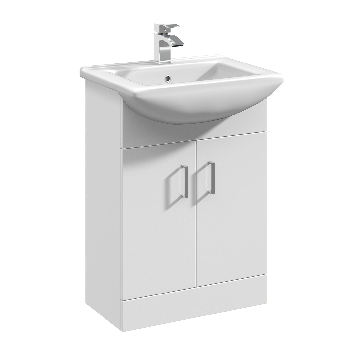 Nuie Mayford Floorstanding 2 Door Cabinet and Basin - White