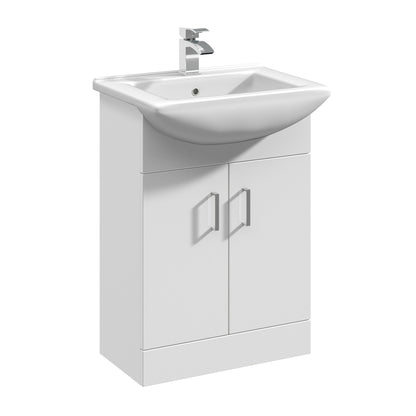 Nuie Mayford Floorstanding 2 Door Cabinet and Basin - White