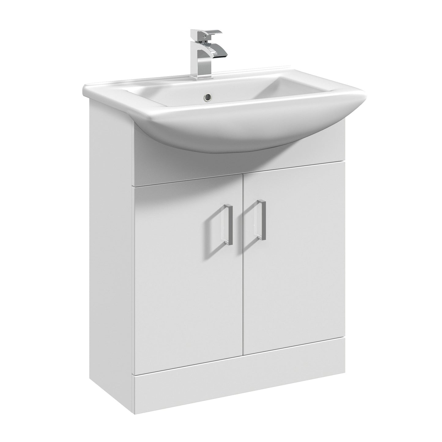 Nuie Mayford Floorstanding 2 Door Cabinet and Basin - White