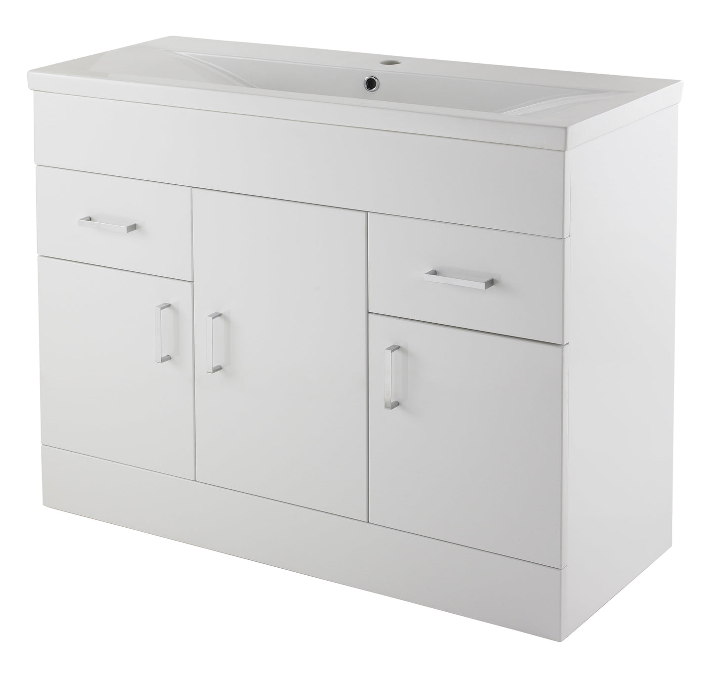 Nuie Eden Floorstanding 3 Door 2 Drawer Cabinet and Basin - White