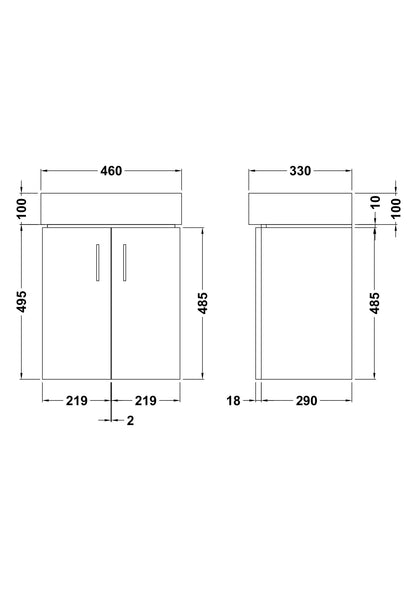 Nuie Mayford 450mm Wall Hung Cabinet & Basin - Gloss White