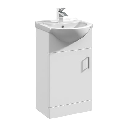 Nuie Mayford Floorstanding 1 Door Cabinet and Basin - White