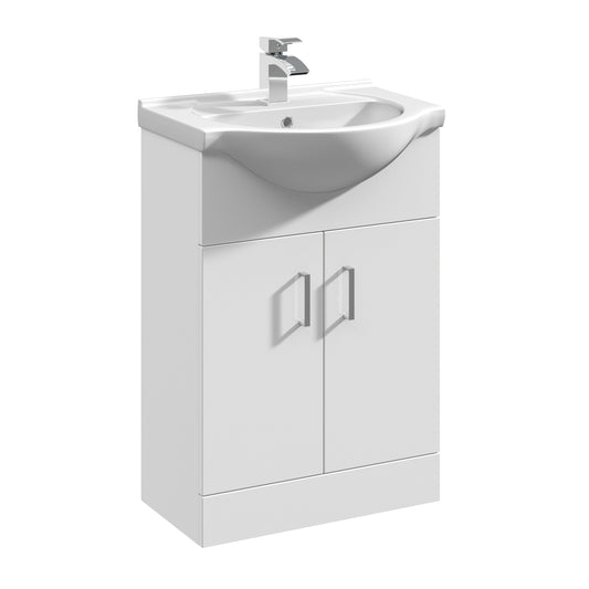 Nuie Mayford Floorstanding 2 Door Cabinet and Basin - White