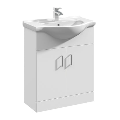 Nuie Mayford Floorstanding 2 Door Cabinet and Basin - White