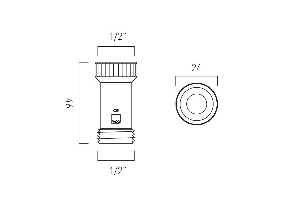 Vado Exposed Shower Outlet 1/2" Double Check Valve