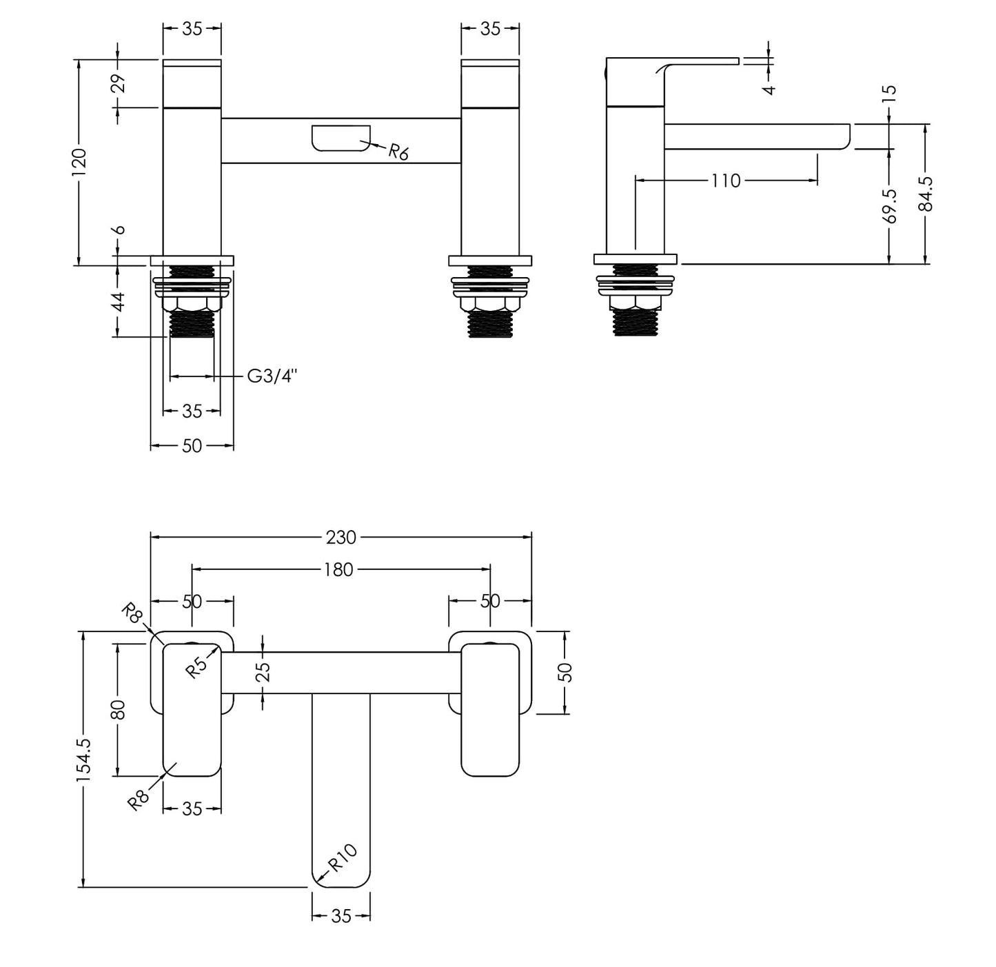 Nuie Windon Deck Mounted Bath Filler