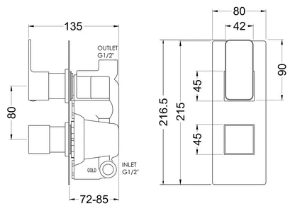 Nuie Windon Twin Thermostatic Valve