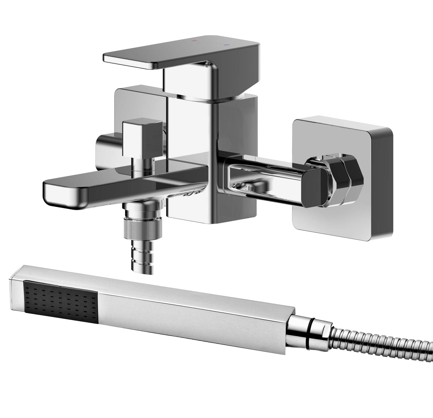 Nuie Windon Square Bath Shower Mixer Wall Mounted with Kit