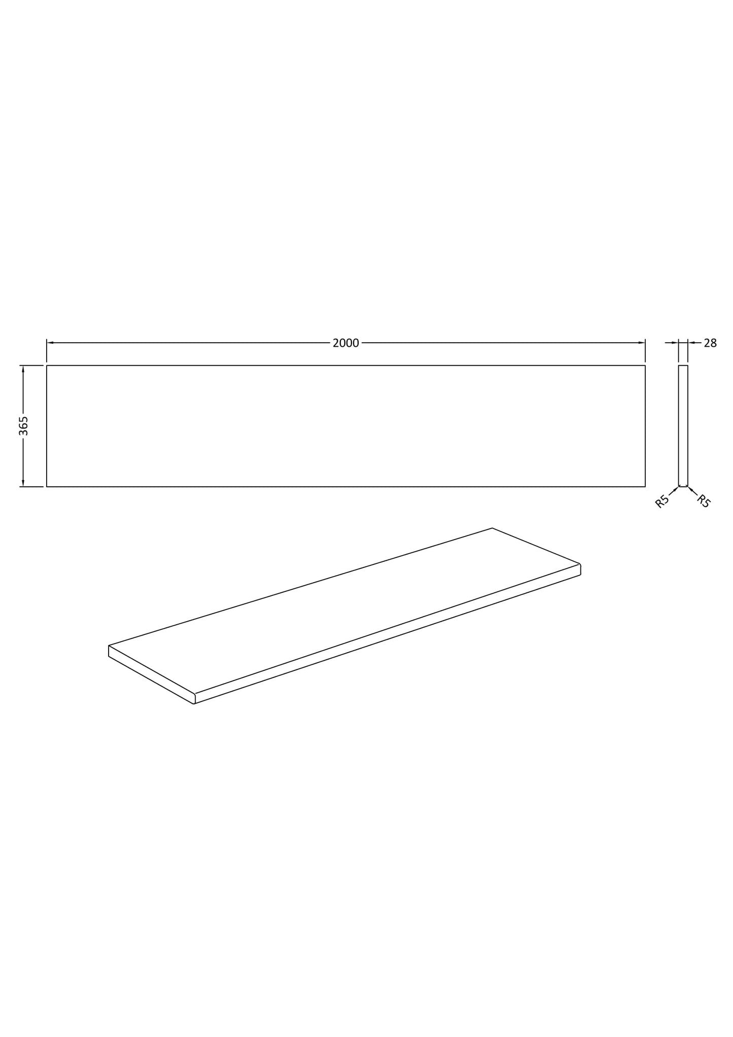 Hudson Reed Fusion Fitted Furniture 2000mm Laminate Worktops