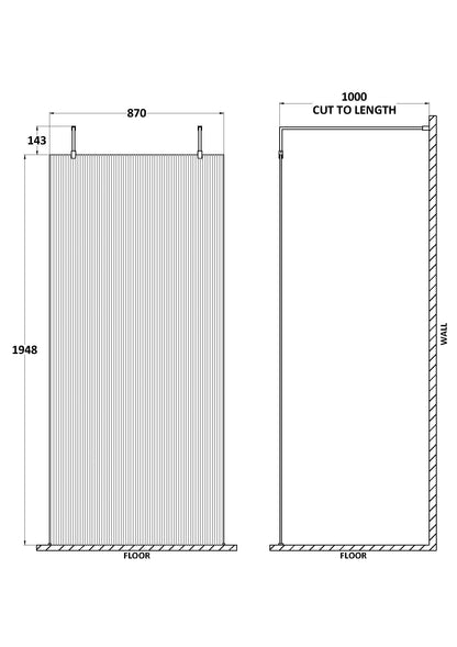 Hudson Reed Fluted Wetroom Screen with Arms & Feet